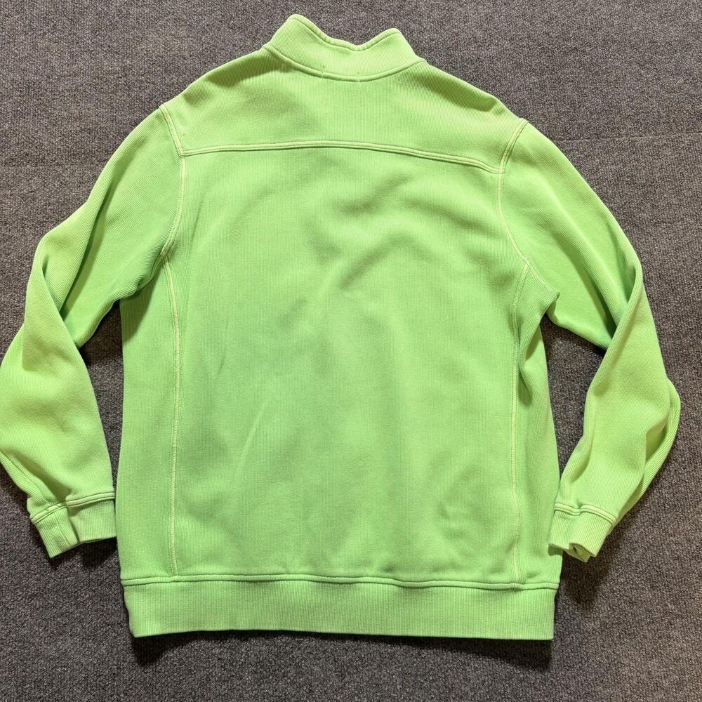 Tommy Bahama Sweatshirt Mens Medium Green Relax 1/4 Zip Mock Neck Pullover Logo - Picture 10 of 11